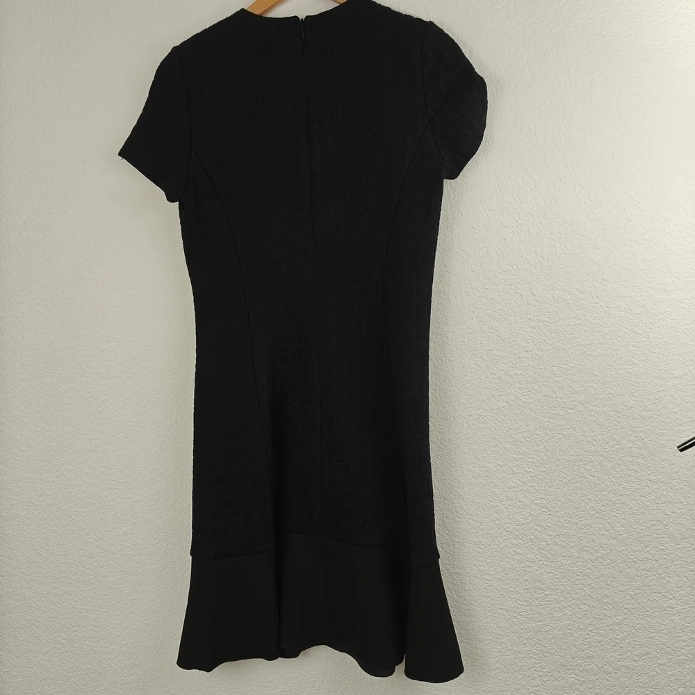 Tory Burch Navy/Black Quilted Jacquard Flounce Mini Dress Size XS/TP